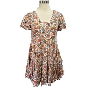 Patrons of Peace Tiered Babydoll Cottage Dress Womens XS Floral Boho‎ Peasant